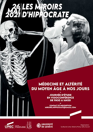 Affiche Journée d'étude "Les miroirs d'Hippocrate" Médecine et altérité du Moyen Âge à nos jours 